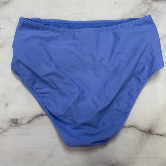 Bar III High Waist Shirred Side Bikini Bottom Size XL Berry Periwinkle Blue New - Picture 4 of 5